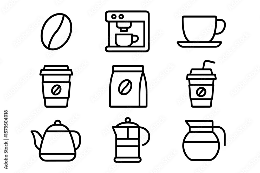 Aufkleber coffee line icon set. simple outline symbols for cafe menu, app and web design. vector icons of coff