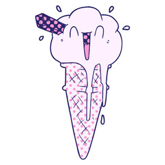 cartoon ice cream in bright neon color