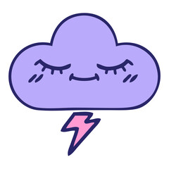 cute cartoon of a storm cloud in bright neon color