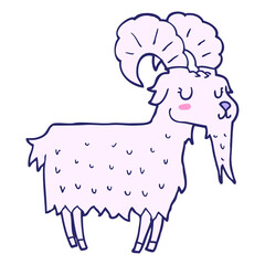 cartoon goat in bright neon color