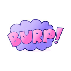 freehand drawn cartoon burp text in bright neon color