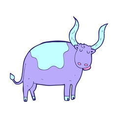 cartoon ox in bright neon color