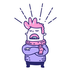 illustration of a traditional tattoo style man wearing scarf in bright neon color