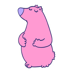 cartoon bear in bright neon color