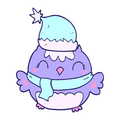 cute christmas owl in bright neon color