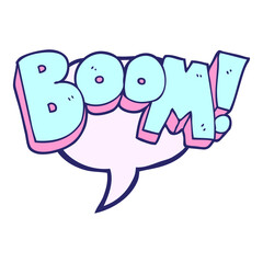 freehand drawn speech bubble cartoon boom in bright neon color