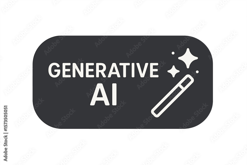 Poster generative ai button icon, magic wand, sparkle effect, artificial intelligence symbol, app ui ux des