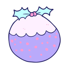 cartoon christmas pudding in bright neon color