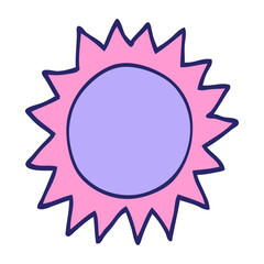 cartoon sun in bright neon color
