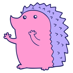 cartoon hedgehog in bright neon color