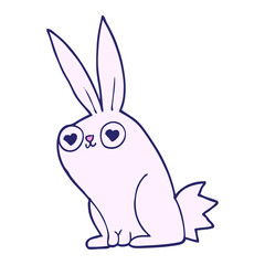 Obraz premium cartoon bunny rabbit in love in bright neon color