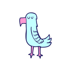 cartoon parrot in bright neon color