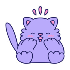 cartoon of a cute little cat in bright neon color