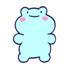 funny cartoon doodle frog in bright neon color