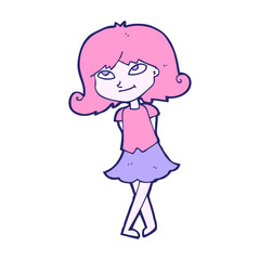 cartoon clever girl in bright neon color