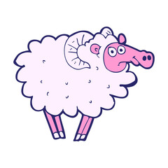 cartoon dirty sheep in bright neon color