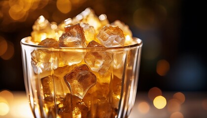 delicious crushed ice dessert in glass a refreshing food and drink treat close up of sweet cold snack golden color