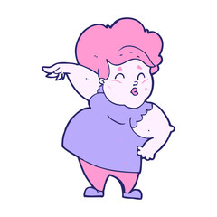 Obraz premium cartoon happy overweight lady in bright neon color