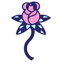 tattoo in traditional style of a flower in bright neon color