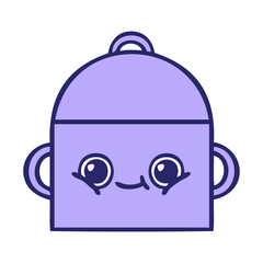 cute cartoon of a cooking pot in bright neon color