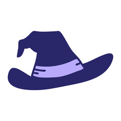 cartoon of a spooky witch hat in bright neon color