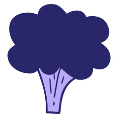 cartoon doodle broccoli stalk in bright neon color
