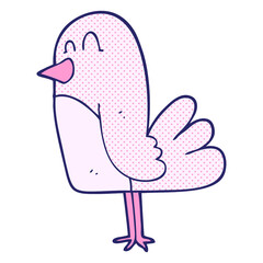 freehand drawn cartoon bird in bright neon color