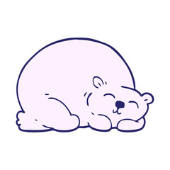 cartoon doodle happy polar bear sleeping in bright neon color
