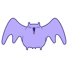 spooky cartoon bat in bright neon color