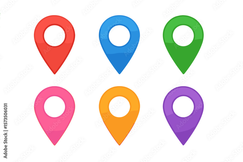 Poster colorful map location pin icons set. gps navigation markers. geolocation symbol collection. pointer,