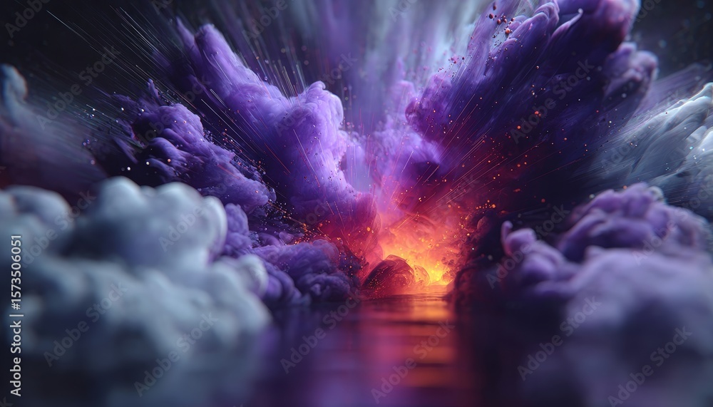Poster vibrant colors and abstract cloudy shapes create a mesmerizing surreal fantasy landscape display