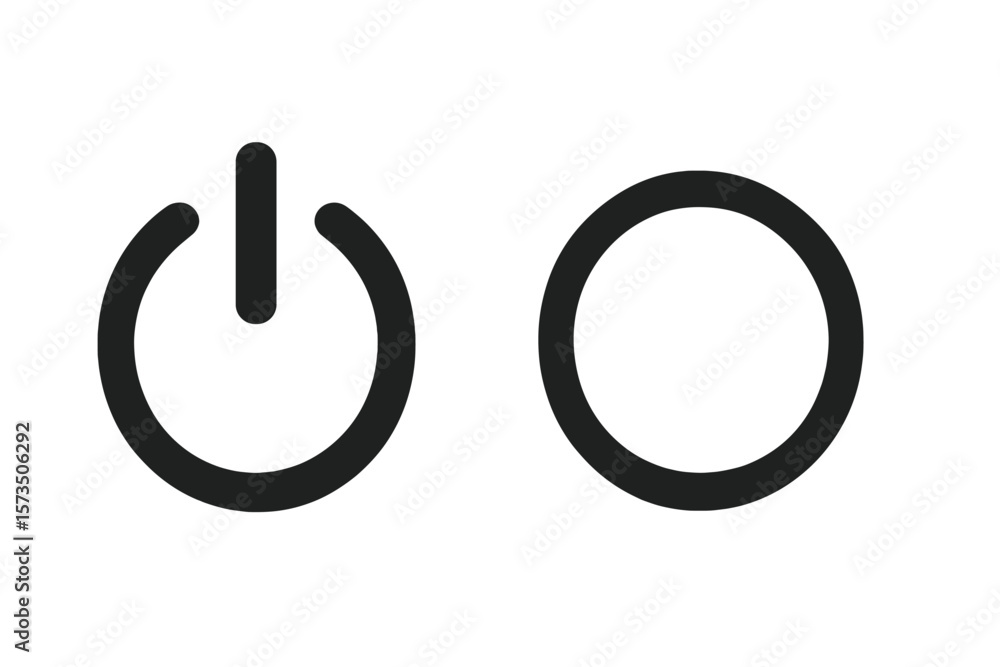 Poster power on off button icon. electrical symbol. circular switch. simple black outline. energy control. 