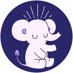 icon of a tattoo style cute elephant in bright neon color