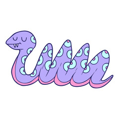 cartoon snake in bright neon color