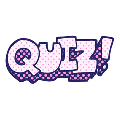 comic book style cartoon word quiz in bright neon color