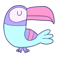 cartoon toucan in bright neon color