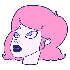 cartoon redhead girl in bright neon color
