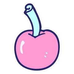 cartoon cherry in bright neon color