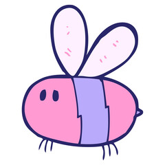 cartoon bee in bright neon color