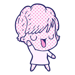 cartoon woman talking in bright neon color
