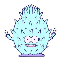 cartoon cactus in bright neon color