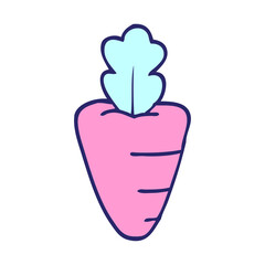 cartoon doodle carrot in bright neon color