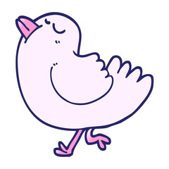 vector gradient illustration cartoon arrogant bird in bright neon color
