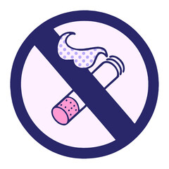 comic book style cartoon of a no smoking allowed sign in bright neon color