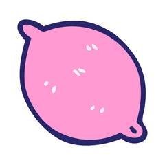 cartoon doodle organic lemon in bright neon color