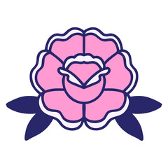 tattoo in traditional style of a flower in bright neon color