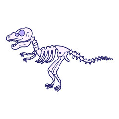 hand drawn doodle style cartoon dinosaur bones in bright neon color
