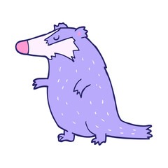 cartoon badger in bright neon color
