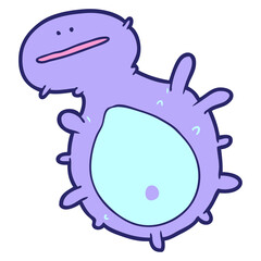 cartoon germ in bright neon color