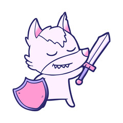 friendly cartoon wolf in bright neon color